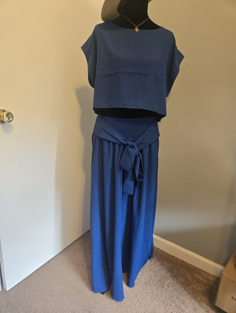 Zenana Matching Set. Blue Maxi Skirt And Crop Top - Picture 2 of 8